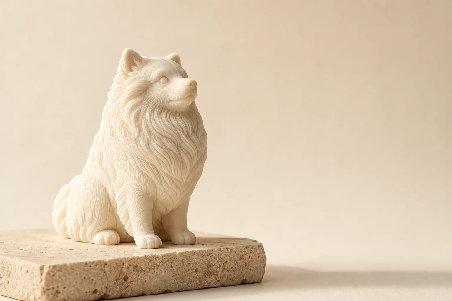 Sculpture façonnée à l’atelier, posée sur un socle de pierre